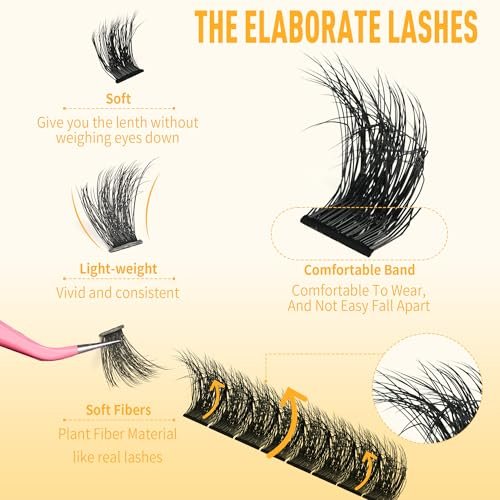 260D Thick Lash Clusters 10-14mm Short Volume D Curly Wispy Individual Lashes 224pcs Mink False Eyelashes Soft DIY Lash Extension for Beginners by TMIELYBS - görsel 8
