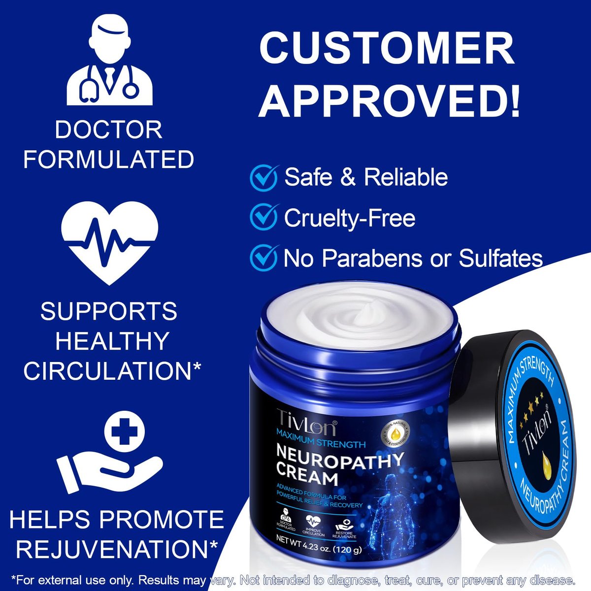 AUIWQWFI Neuropathy Nerve Care Cream - Fast-Acting Natural Relief for Tingling & Burning in Feet, Hands, Legs & Toes, Non-Greasy Cooling Comfort, 4.23 oz Avelisse