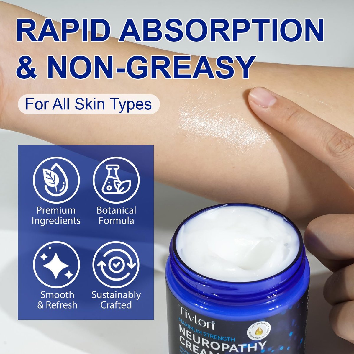AUIWQWFI Neuropathy Nerve Care Cream - Fast-Acting Natural Relief for Tingling & Burning in Feet, Hands, Legs & Toes, Non-Greasy Cooling Comfort, 4.23 oz Avelisse