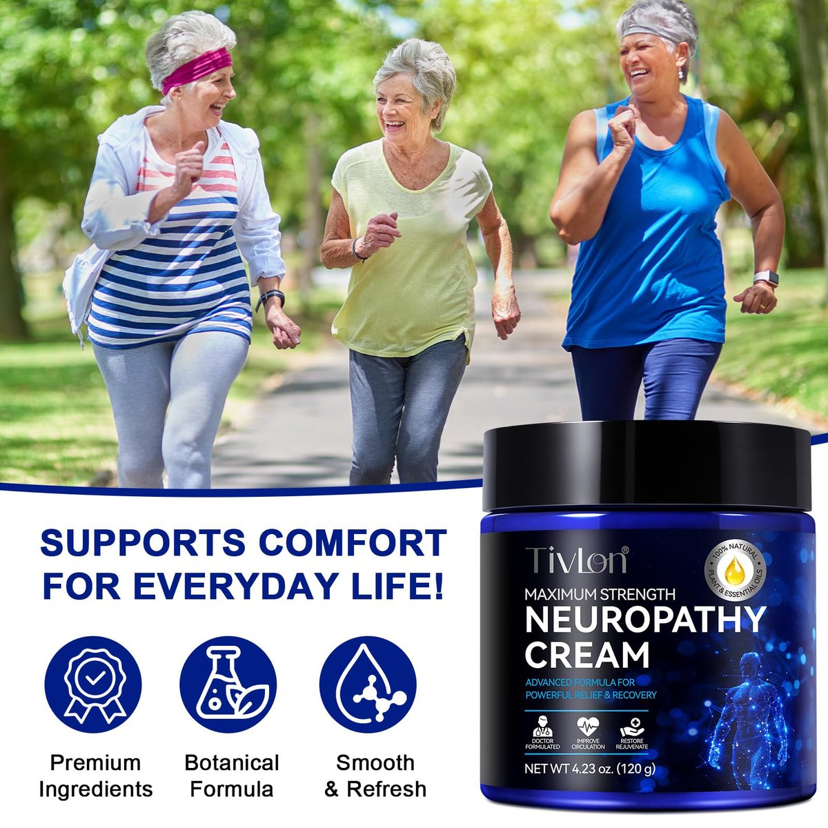AUIWQWFI Neuropathy Nerve Care Cream - Fast-Acting Natural Relief for Tingling & Burning in Feet, Hands, Legs & Toes, Non-Greasy Cooling Comfort, 4.23 oz Avelisse