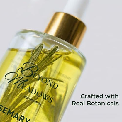 Beyond Meadows Organic Rosemary Oil for Hair Growth – Infused with Biotin, Castor Oil & Peppermint for Healthier Hair & Stronger Roots, Split Ends & Dry Scalp Treatment - with Dropper (3.38 fl oz) Avelisse