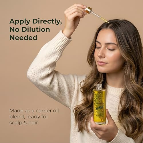Beyond Meadows Organic Rosemary Oil for Hair Growth – Infused with Biotin, Castor Oil & Peppermint for Healthier Hair & Stronger Roots, Split Ends & Dry Scalp Treatment - with Dropper (3.38 fl oz) Avelisse