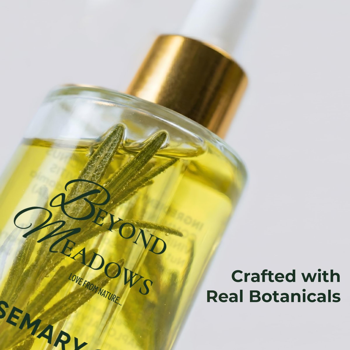 Beyond Meadows Organic Rosemary Oil for Hair Growth – Infused with Biotin, Castor Oil & Peppermint for Healthier Hair & Stronger Roots, Split Ends & Dry Scalp Treatment - with Dropper (3.38 fl oz) Avelisse