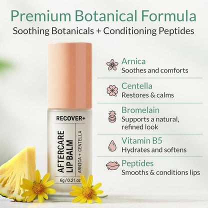 Arnica Lip Balm for Lip Filler Aftercare – Premium Botanical Serum with Arnica, Bromelain, Centella & Vitamin B5, Spa-Grade Post-Injection Lip Flip Care for Calming Comfort During Recovery, 0.21 oz