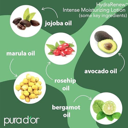 PURA D'OR HydraRenew Intense Moisturizing Lotion for Ultra Dry Skin – Hand & Body Cream with Cocoa & Shea Butters, Hyaluronic Acid, GHK-Cu Copper Tripeptide-1, Marine Collagen, Plant Stem Cells, 16 oz Avelisse