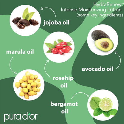 PURA D'OR HydraRenew Intense Moisturizing Lotion for Ultra Dry Skin – Hand & Body Cream with Cocoa & Shea Butters, Hyaluronic Acid, GHK-Cu Copper Tripeptide-1, Marine Collagen, Plant Stem Cells, 16 oz Avelisse