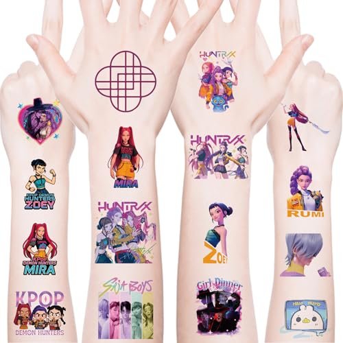 20Pcs Demon Movie Hunters Temporary Tattoos for Teens – Cool Korean Idol Movie Design, Cute Cartoon Decoration Stickers for Home Activities, Class Prizes, Carnival, Christmas Rewards - görsel 2