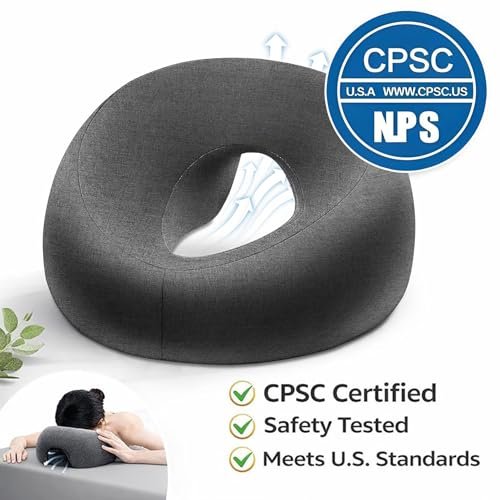 Goldencivetcat Face Down Pillow for Massage Table - Memory Foam Massage Headrest for Stomach Sleeping, BBL Pillow After Surgery, Post-Eye Surgery Recovery, Tanning Pillow with Removable Cover (Grey) Avelisse