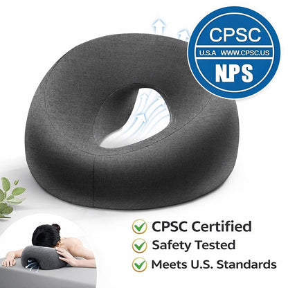 Goldencivetcat Face Down Pillow for Massage Table - Memory Foam Massage Headrest for Stomach Sleeping, BBL Pillow After Surgery, Post-Eye Surgery Recovery, Tanning Pillow with Removable Cover (Grey) Avelisse