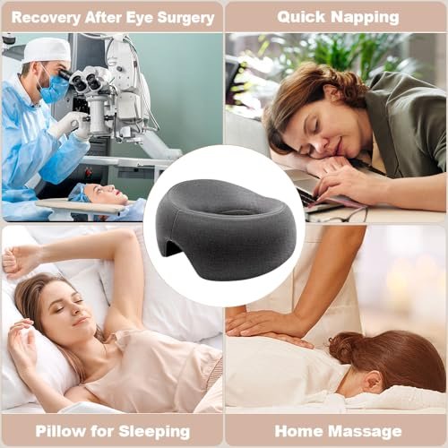 Goldencivetcat Face Down Pillow for Massage Table - Memory Foam Massage Headrest for Stomach Sleeping, BBL Pillow After Surgery, Post-Eye Surgery Recovery, Tanning Pillow with Removable Cover (Grey) Avelisse
