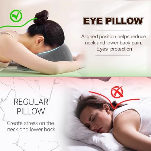 Goldencivetcat Face Down Pillow for Massage Table - Memory Foam Massage Headrest for Stomach Sleeping, BBL Pillow After Surgery, Post-Eye Surgery Recovery, Tanning Pillow with Removable Cover (Grey) Avelisse