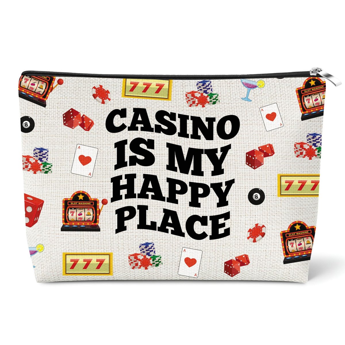 Casino Lover Makeup Bag - Slot Machine Themed Cosmetic Pouch for Gambling Enthusiasts, Gift for Women, Grandma, Friend - görsel 1