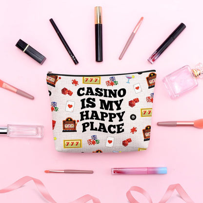 Casino Lover Makeup Bag - Slot Machine Themed Cosmetic Pouch for Gambling Enthusiasts, Gift for Women, Grandma, Friend