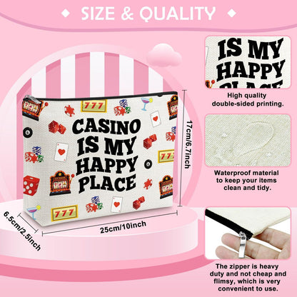 Casino Lover Makeup Bag - Slot Machine Themed Cosmetic Pouch for Gambling Enthusiasts, Gift for Women, Grandma, Friend