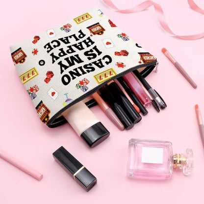 Casino Lover Makeup Bag - Slot Machine Themed Cosmetic Pouch for Gambling Enthusiasts, Gift for Women, Grandma, Friend