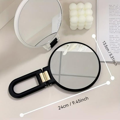 RYPFOEWBN Modern Mirror 3-in-1 Magnifying Glass – 9.45 Inch Black and Gold Double-Sided Makeup Mirror with 360° Handle Avelisse