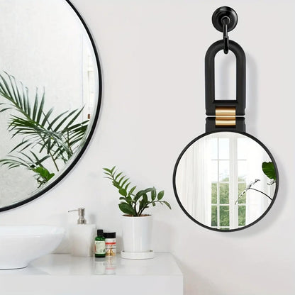 RYPFOEWBN Modern Mirror 3-in-1 Magnifying Glass – 9.45 Inch Black and Gold Double-Sided Makeup Mirror with 360° Handle Avelisse