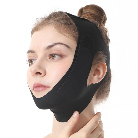 Chin Strap for Sleeping - Reusable Double Chin Reducer & V Line Lifting Mask for Women - Black