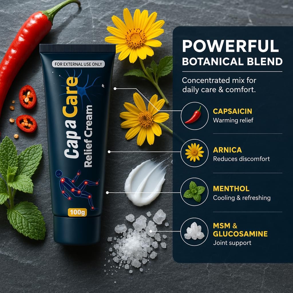 Capacare Neuropathy Relief Cream - Original Neurosoothe Formula with Capsaicin, Arnica, Menthol, MSM & Glucosamine for Feet, Hands, Legs, Muscles, Joints & Waist - 100g Avelisse