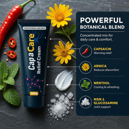 Capacare Neuropathy Relief Cream - Original Neurosoothe Formula with Capsaicin, Arnica, Menthol, MSM & Glucosamine for Feet, Hands, Legs, Muscles, Joints & Waist - 100g Avelisse