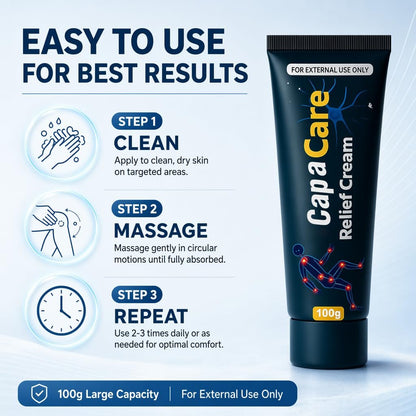 Capacare Neuropathy Relief Cream - Original Neurosoothe Formula with Capsaicin, Arnica, Menthol, MSM & Glucosamine for Feet, Hands, Legs, Muscles, Joints & Waist - 100g Avelisse
