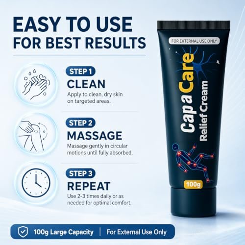 Capacare Neuropathy Relief Cream - Original Neurosoothe Formula with Capsaicin, Arnica, Menthol, MSM & Glucosamine for Feet, Hands, Legs, Muscles, Joints & Waist - 100g Avelisse