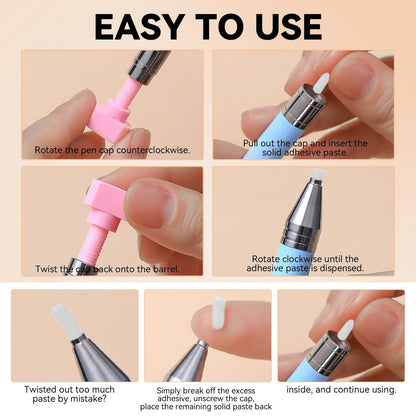 ESUOHYM 9 PCS Rhinestone Picker Tool Set - Wax Pencil Applicator, Gem Picker Tweezer & Tray for Nail Art DIY Design (Pink)