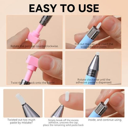 ESUOHYM 9 PCS Rhinestone Picker Tool Set - Wax Pencil Applicator, Gem Picker Tweezer & Tray for Nail Art DIY Design (Pink)