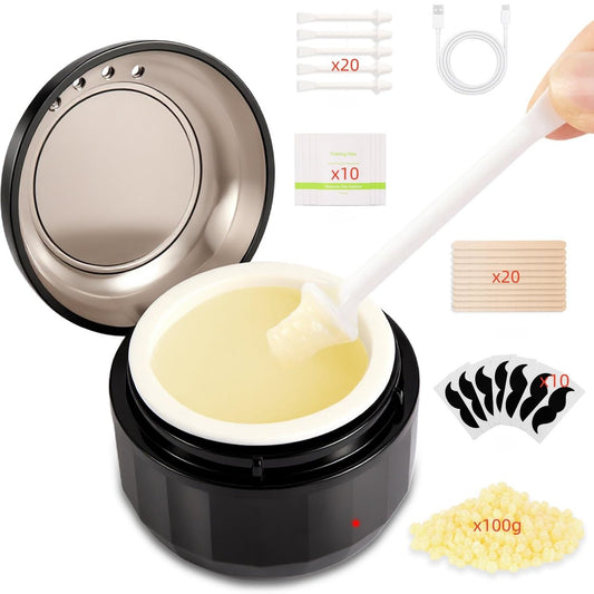 Nose Wax Kit for Men and Women – USB Fast Heat, Smart Temperature Control, 100g Wax & 40 Sticks, Travel Size Ear and Nose Hair Removal Kit Avelisse