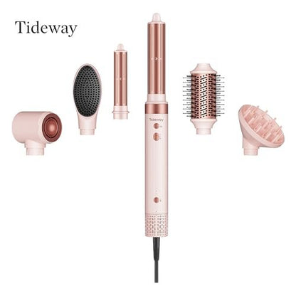 Tideway Prowaver 6-in-1 Hot Air Styler Wrap - Dual Voltage Ionic Professional Hair Dryer Brush with Auto Wrap Curlers & Volumizing Brush for Fast Drying & Frizz Free Hair for Women Avelisse