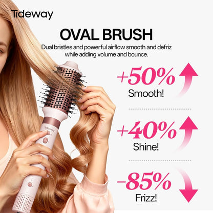Tideway Prowaver 6-in-1 Hot Air Styler Wrap - Dual Voltage Ionic Professional Hair Dryer Brush with Auto Wrap Curlers & Volumizing Brush for Fast Drying & Frizz Free Hair for Women Avelisse