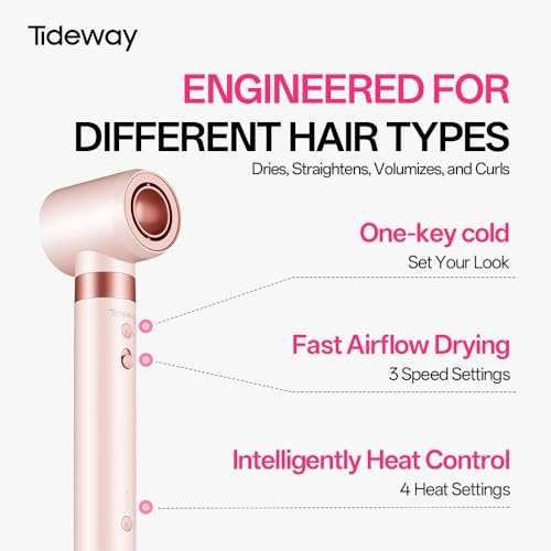 Tideway Prowaver 6-in-1 Hot Air Styler Wrap - Dual Voltage Ionic Professional Hair Dryer Brush with Auto Wrap Curlers & Volumizing Brush for Fast Drying & Frizz Free Hair for Women Avelisse