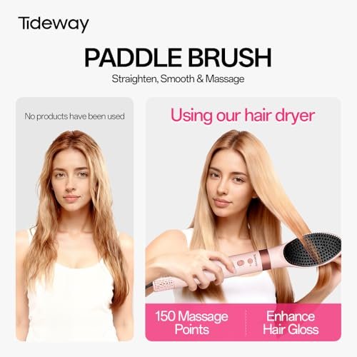 Tideway Prowaver 6-in-1 Hot Air Styler Wrap - Dual Voltage Ionic Professional Hair Dryer Brush with Auto Wrap Curlers & Volumizing Brush for Fast Drying & Frizz Free Hair for Women Avelisse