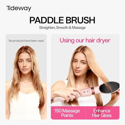 Tideway Prowaver 6-in-1 Hot Air Styler Wrap - Dual Voltage Ionic Professional Hair Dryer Brush with Auto Wrap Curlers & Volumizing Brush for Fast Drying & Frizz Free Hair for Women Avelisse