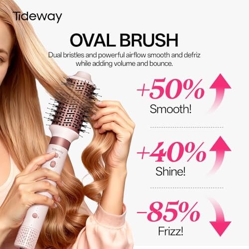 Tideway Prowaver 6-in-1 Hot Air Styler Wrap - Dual Voltage Ionic Professional Hair Dryer Brush with Auto Wrap Curlers & Volumizing Brush for Fast Drying & Frizz Free Hair for Women Avelisse