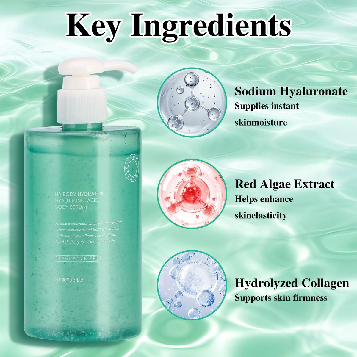 ONRSV Body Hydrator Hyaluronic Acid Body Serum for Dry Skin, Long-Lasting Moisturizing Body Lotion with Red Algae Extract, Rich Yet Non-Greasy for Men & Women, 13 Fl Oz Avelisse