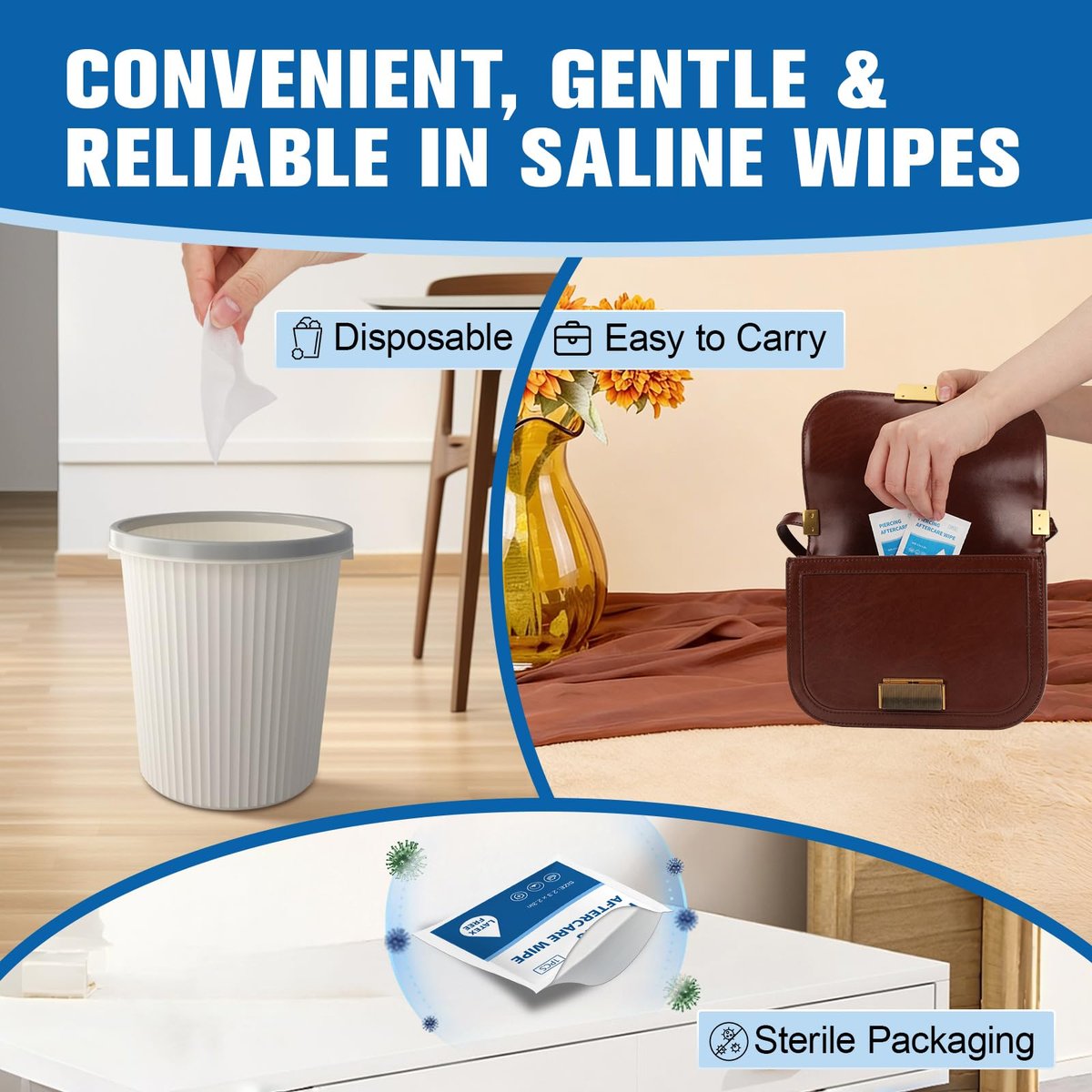 2-in-1 Piercing Aftercare Spray & Wipes Kit: Non-Greasy Saline Solution for Keloid Bump Removal, Piercing Bump Treatment, Ear Nose Lip Belly Cleaner (3.38oz + 100ct) - görsel 9