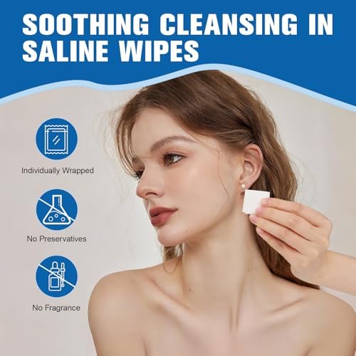 2-in-1 Piercing Aftercare Spray & Wipes Kit: Non-Greasy Saline Solution for Keloid Bump Removal, Piercing Bump Treatment, Ear Nose Lip Belly Cleaner (3.38oz + 100ct) - görsel 8