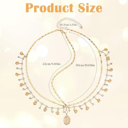Nogeqi Gold Head Chain Shells Rhinestone Egyptian Headpiece Gold Genie Head Jewelry for Women Girls Goddess, Boho Headpiece Egyptian Hair Accessories for Festival Prom Wedding - görsel 8