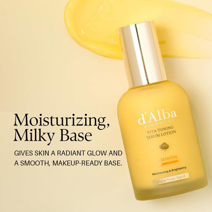 d'alba Piedmont White Truffle Moisturizing Serum Lotion – Lightweight Deep Hydration Face Moisturizer for Glass Skin (3.38 fl oz) Avelisse