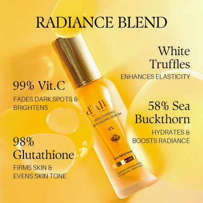 d'alba Piedmont Vita Toning Anti-Aging 8% Spray Serum - Hydrating & Firming Face Mist with White Truffle (70 ml)