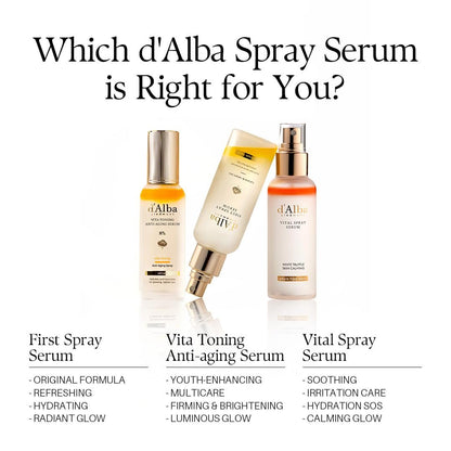 d'alba Piedmont Vita Toning Anti-Aging 8% Spray Serum - Hydrating & Firming Face Mist with White Truffle (70 ml)