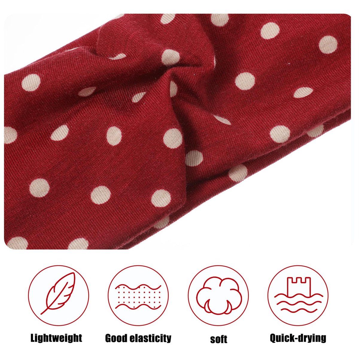 Molain 4 Pack Polka Dot Headband – Non-Slip Wide Elastic Headbands for Women, Yoga, Workout & Daily Fashion - görsel 9