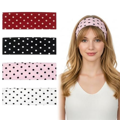 Molain 4 Pack Polka Dot Headband – Non-Slip Wide Elastic Headbands for Women, Yoga, Workout & Daily Fashion