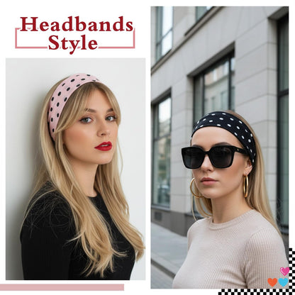 Molain 4 Pack Polka Dot Headband – Non-Slip Wide Elastic Headbands for Women, Yoga, Workout & Daily Fashion