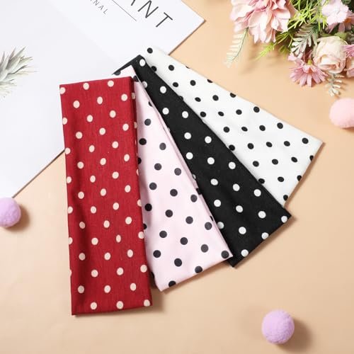 Molain 4 Pack Polka Dot Headband – Non-Slip Wide Elastic Headbands for Women, Yoga, Workout & Daily Fashion - görsel 8