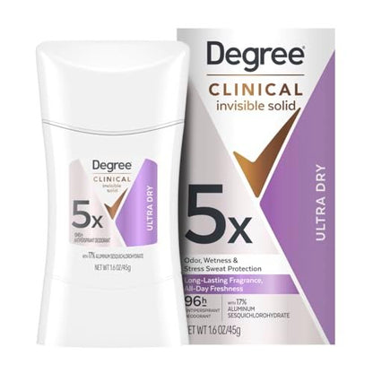Degree Clinical Strength Antiperspirant Deodorant for Women, 96-Hour Sweat and Odor Protection, Ultra Dry Invisible Solid, 1.6 OZ