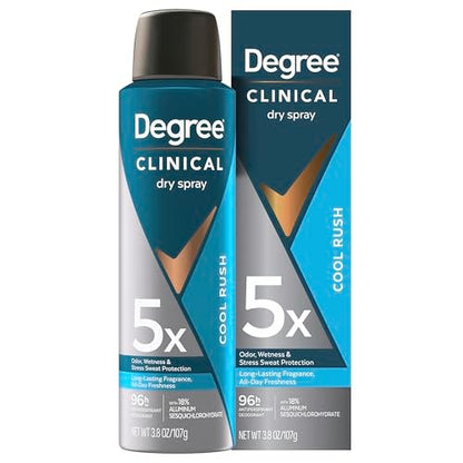 Degree Clinical Strength Antiperspirant Deodorant Cool Rush Dry Spray, 96-Hour Sweat and Odor Protection, 5x Types of Sweat, 3.8 OZ