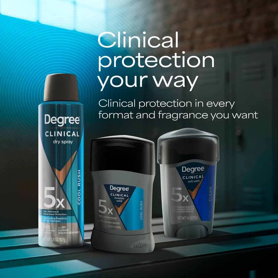 Degree Clinical Strength Antiperspirant Deodorant Cool Rush Dry Spray, 96-Hour Sweat and Odor Protection, 5x Types of Sweat, 3.8 OZ - görsel 7