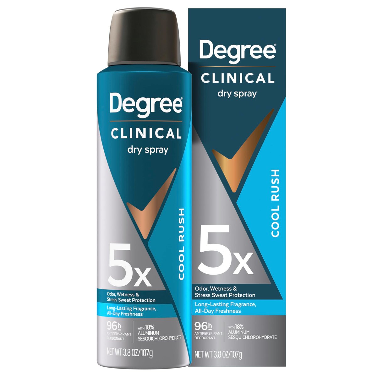 Degree Clinical Strength Antiperspirant Deodorant Cool Rush Dry Spray, 96-Hour Sweat and Odor Protection, 5x Types of Sweat, 3.8 OZ - görsel 1